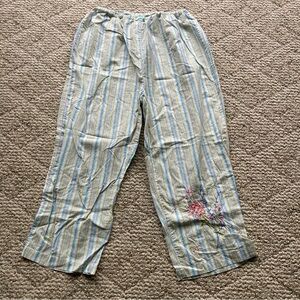 5/$15 Lightweight Striped Pajama Capri Pants Large
